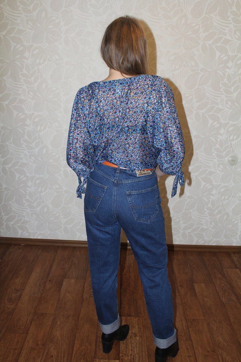Vintage blouse 1990s blouse Summer blouse Vintage Floral Blouse Retro blouse oversize