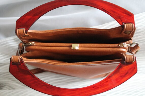 Burnt orange vintage handbag Faux leather bag Clas