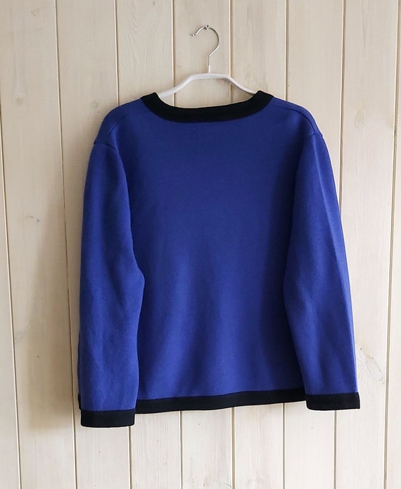 Vintage Electric Blue Cardigan Women Wool Blend C… - image 7