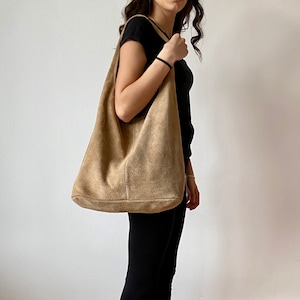 Beutel Wildleder Tasche XL Shopper Tragetasche Leo