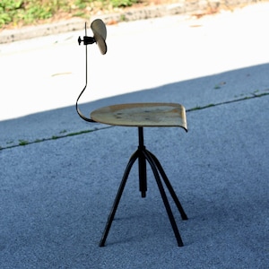 Mid Century Modern Desk Chair / Industrial Chair / Bauhaus / Vintage Wooden Swivel Chair / Adjustable Industrial Stool / Yugoslavia / &#39;60s
