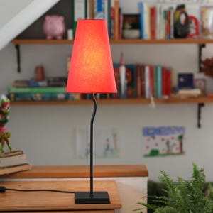 Postmodern Large Table Lamp / IKEA / Metal and Fabric Desk Lamp / Retro Desk Lamp / Red Shade Bedside Lamp / Table Lamp / IKEA design / &#39;90s
