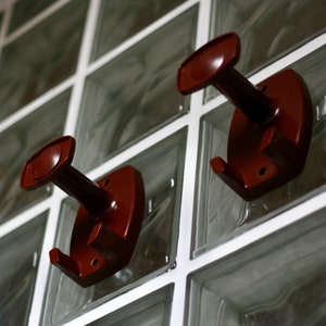 Pair of Vintage Brown Plastic Wall Hooks / Large Wall Hangers / Retro Coat Hooks / Wall Hangers / Retro Home / Space Age / Yugoslavia / &#39;80s