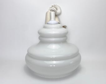 Mid Century White Glass Pendant Lamp / Vintage Ceiling Lamp / Retro Lights / Hanging Lamp / Glass Lamp / Retro Home / Yugoslavia /1960 /'60s