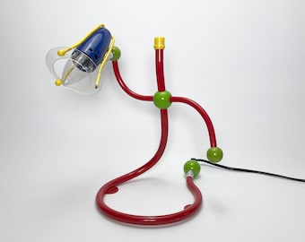 Lampe de table vintage / Lampe de bureau style Memphis / Lampe de l&#39;ère spatiale / Lampe de table rétro / Lampe multicolore / Maison rétro / Allemagne / 1990 / Années 90