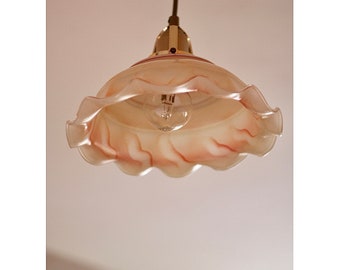 Mid Century Pendant Light / Vintage Ceiling Lamp / Ceiling Light / Retro Hanging Light / Vintage Lighting / Glass Lamp / France / 1950 /'50s