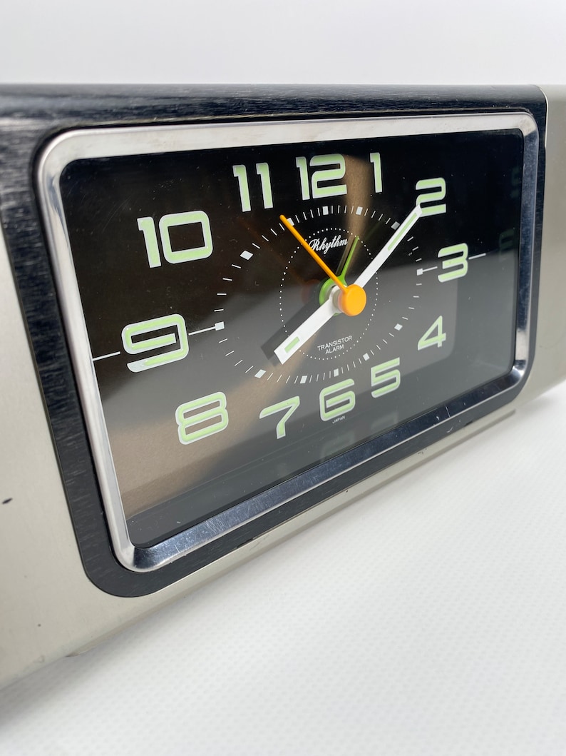 Vintage Rhythm Wecker Table Clock / Transistor Alarm / Retro Desk Clock / Retro Alarm Clock / Retro Clocks / Alarm Clock / Japan / '70s image 10