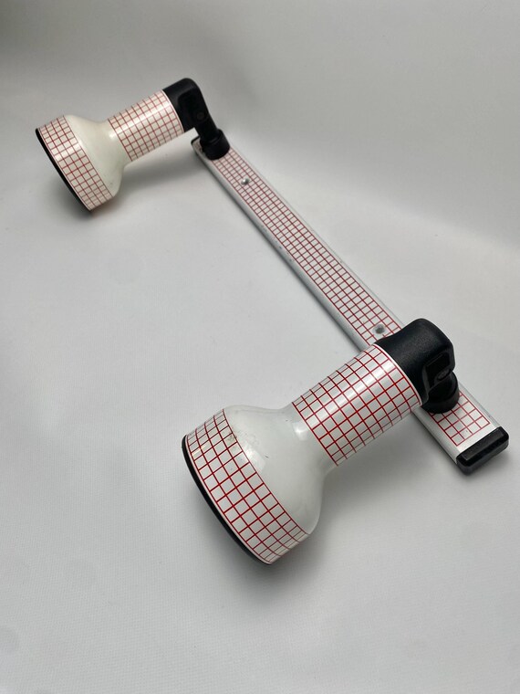 Vintage Ceiling Wall Lamp / Metal Spotlights / Retro Ceiling Lamp / Retro Wall Lamp / Red & White Checkered Metal Light / Germany / '80s