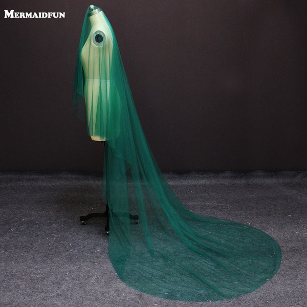 2019 Real Photos New One layer 3 Meters Green Tulle Wedding Dress WITHOUT Comb Beautiful Bridal Veil