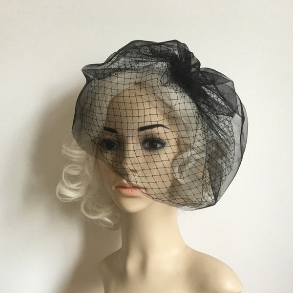Wedding Race Bridal Birdcage Netting Face Veil Fascinator Black Hair Cip