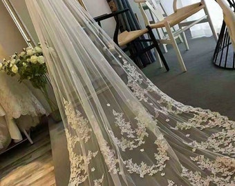 3m 4m 2m Long Lace Edge Bridal Veil White Ivoire Voile de mariage avec peigne Nouveaux accessoires de mariée