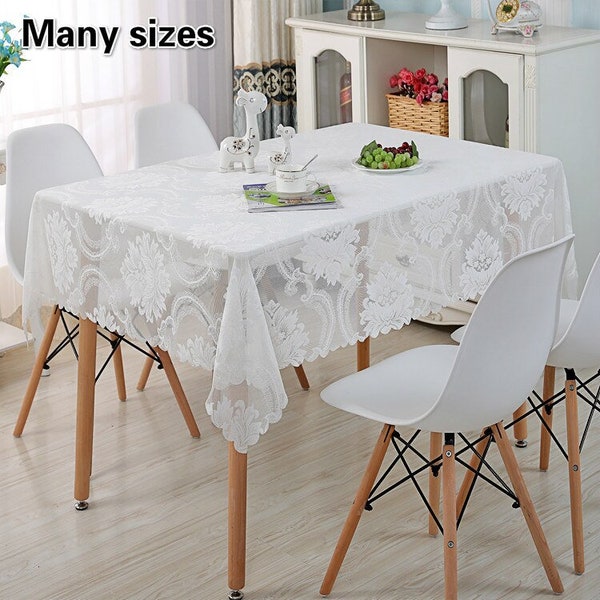British Style Simple White Jacquard Literary Lace Tablecloth Piano TV Cabinet Restaurant Coffee Table Cloth Mat Cup Tapete nappe