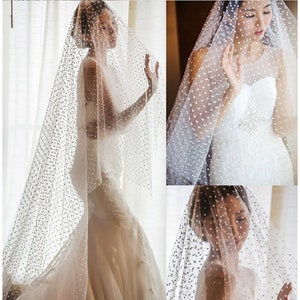 3M Length Dots Tulle Wedding Veil Tulle 1T White Bridal Veil Elegant Bride Veil Ivory Bridal Party Veils Without Comb