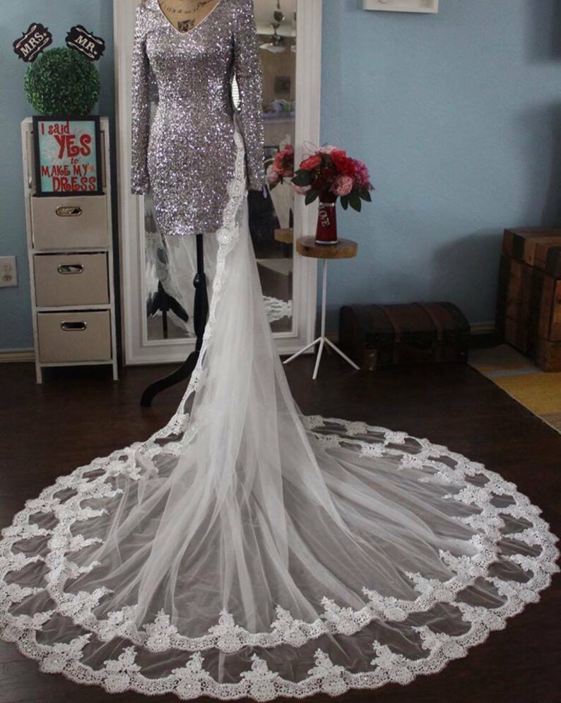 Woman Bridal Dress Embroidery Lace Detachable Train Removable - Etsy