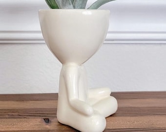 Yoga Airhead Plant Holder: Handmade Pottery Planter Pot