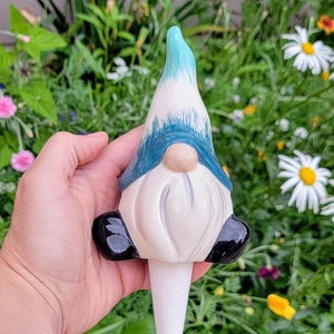 Tall Gnome Plant Watering Spike: Handmade Ceramic Olla for Houseplants and Gardens