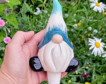 Tall Gnome Plant Watering Spike: Handmade Ceramic Olla for Houseplants and Gardens