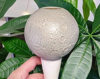 Earth's Moon - Self Watering Ceramic Plant Stake for Gardeners and Houseplant Lovers