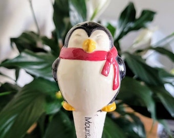 Penguin Plant Watering Spike - handmade ceramic plant care