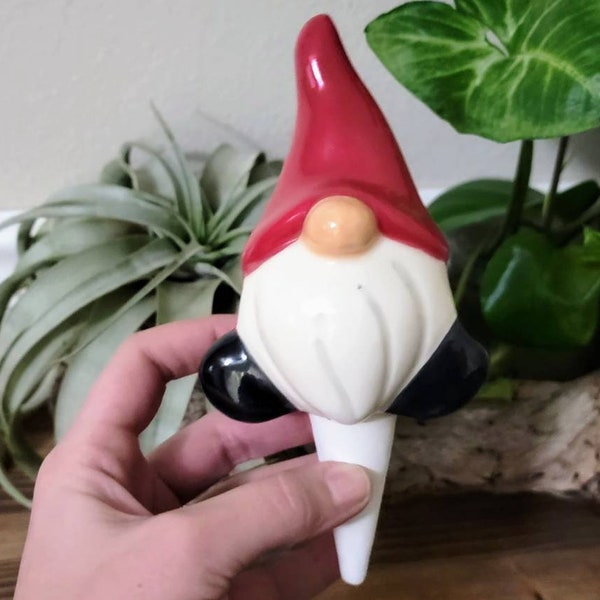 Short Gnome Plant Watering Spike - sustainable handmade ceramic - functional plant decor