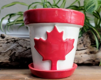 Canada Planter - Handmade Ceramic Pot with Water Catch