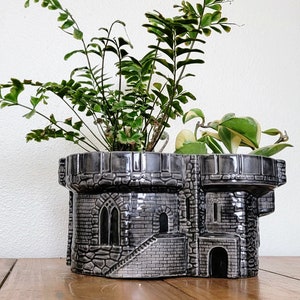 Large 9 by 4.5 Inch Ceramic Castle Turret Succulent/Cactus Planter Pot - Houseplant Home - Fantasy Art for Plants - Fine Handmade Pottery