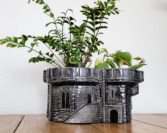 Handmade Ceramic Castle Turret Planter: Fantasy Home Decor (9x4.5 Inch)