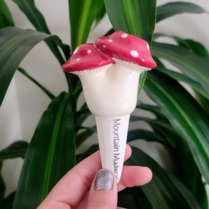 Small Mushroom Plant Watering Spike Premium Ceramic Watering Accessory for Houseplants and Gardens Red n White