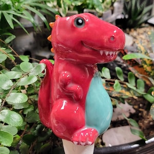 T-Rex Plant Watering Spike: Ceramic Olla, Self-Watering Dinosaur for Houseplants and Gardens