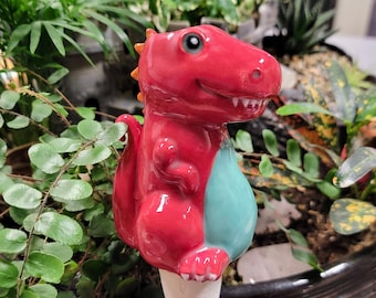 T-Rex Plant Watering Spike: Ceramic Olla, Self-Watering Dinosaur for Houseplants and Gardens