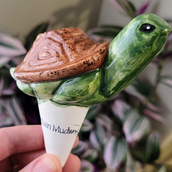 Ceramic Plant Watering Spike - Turtle - Self-Watering Garden Decoration - Premium Houseplant Olla