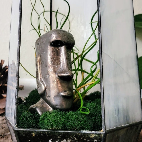 Moai (statue de l'île de Pâques) Pointe d'arrosage en céramique pour plantes - Olla, plante d'intérieur haut de gamme - Entretien facile des plantes ! - Fait main dans le Colorado