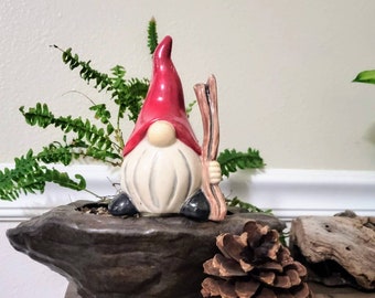 Large hiking gnome - Premium Ceramic Houseplant Olla - Plant Care Made Easy - Handmade in Colorado