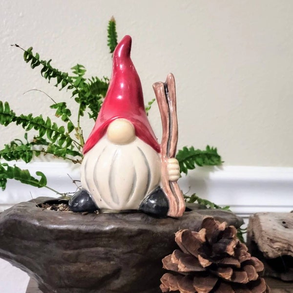 Large hiking gnome - plant care watering Spike - handmade ceramics - indoor outdoor garden decor