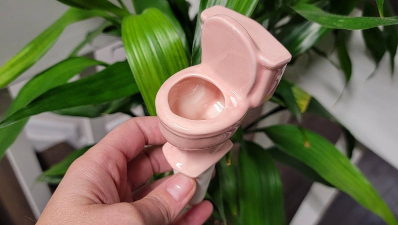 Toilet Plant Watering Spike sustainable handmade ceramic indoor/outdoor functional garden decoration Pink