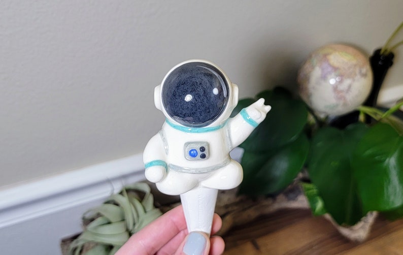 Astronaut Plant Watering Spike Premium Ceramic Plant Waterer for Houseplants and Gardens Teal