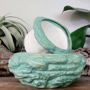 Self-Watering African Violet Pot: Medium Rock Texture Ceramic Planter