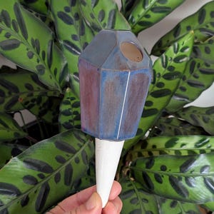Large Crystal - Self Watering Ceramic Olla Plant Stake for Houseplants and Gardens