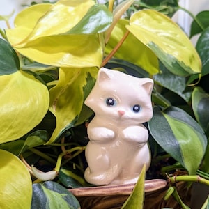 Sweet Kitten plant care watering globe handmade ceramics functional plant decor White