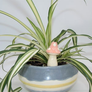Small Toadstool Plant Watering Spike handmade ceramic indoor/outdoor functional garden decoration Pink