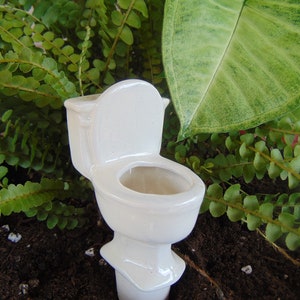 Toilet Plant Watering Spike sustainable handmade ceramic indoor/outdoor functional garden decoration White