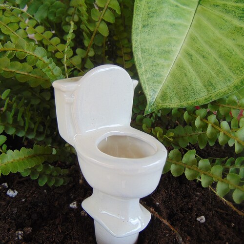 Toilet Plant Watering Spike - sustainable handmade ceramic - indoor/outdoor functional garden decoration