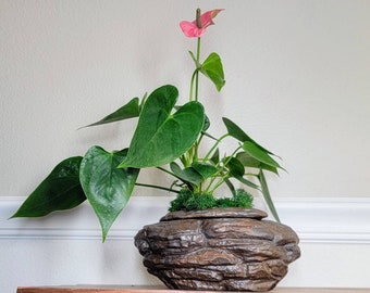 Natural Stone / Rock Ceramic Self Watering Medium African Violet Pot