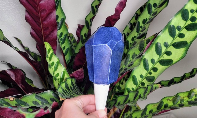 Large Crystal Plant Watering Spike Premium Ceramic Houseplant Olla Plant Care Made Easy Handmade in Colorado Blue Saphire