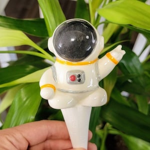 Astronaut Plant Watering Spike Premium Ceramic Plant Waterer for Houseplants and Gardens Orange