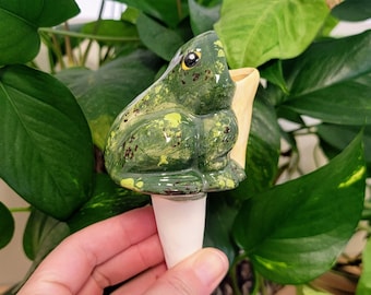 Open-Mouth Frog Plant Watering Stake- Premium Ceramic Houseplant Olla - Plant Care Made Easy - Handmade in Colorado