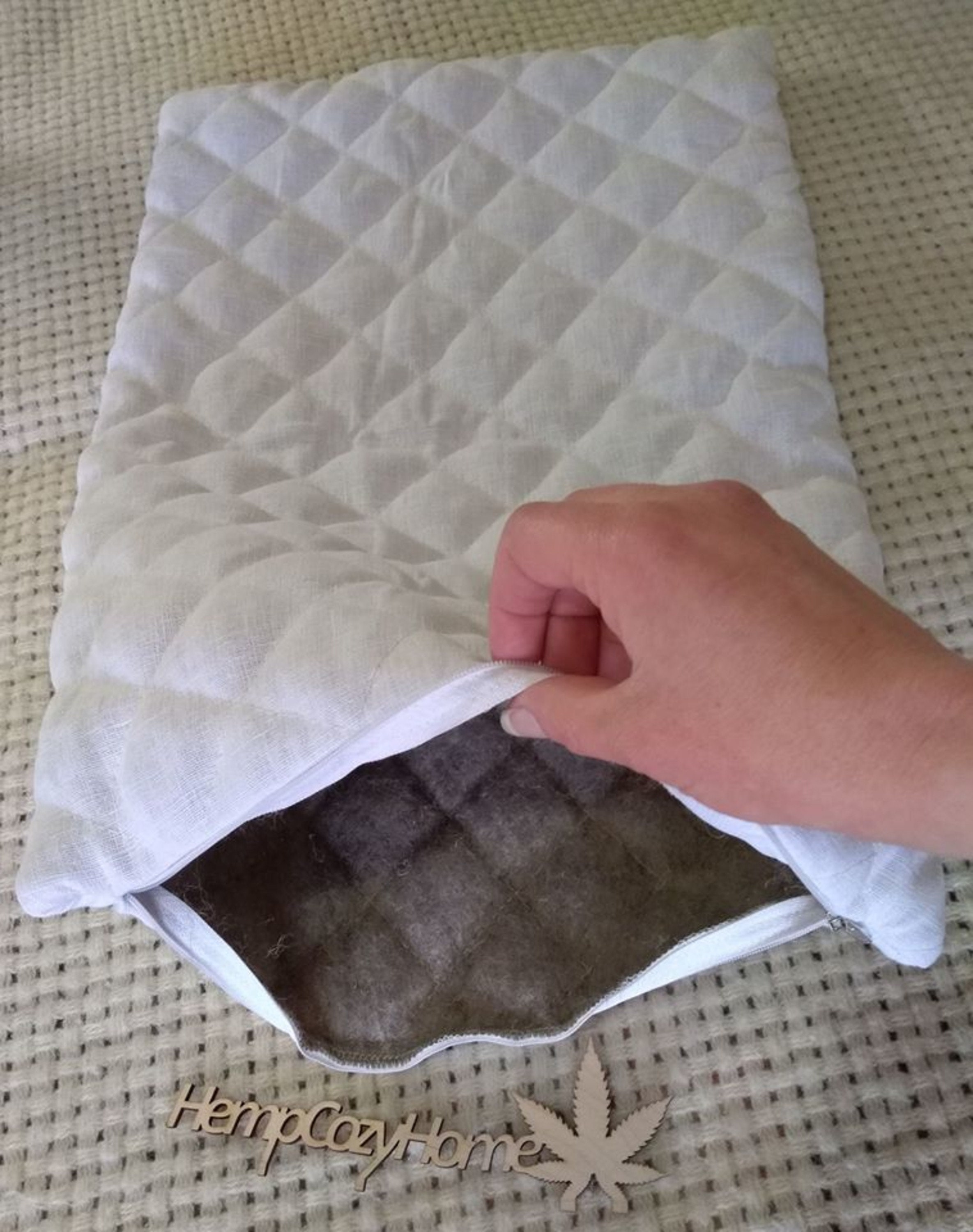 Hemp Bed Pillow. White Linen Pillow for Sleep with Removable Etsy