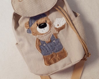 Children's backpack kindergarten backpack kita backpack boho bear personalized with name
