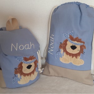 Kunderrucksack Rucksack Turnbeutel Kinderturnbeutel Kinder Löwe mit Name personalisiert