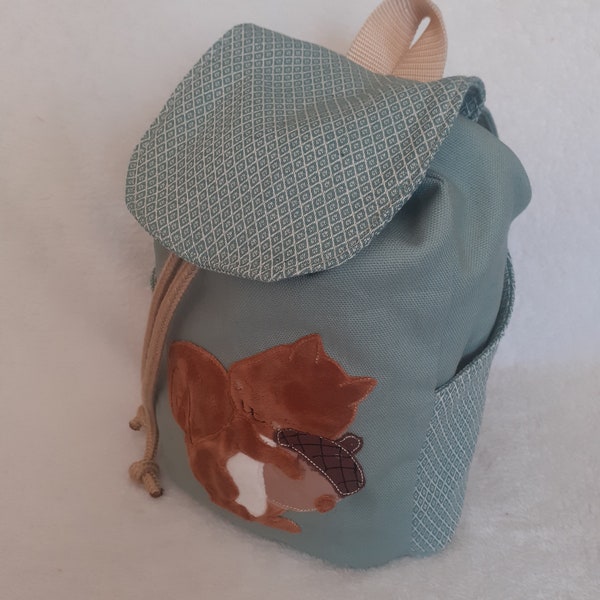 Kindergarten bag Kindergarten backpack boho squirrel mint children's backpack children's bag handmade personalized with name
